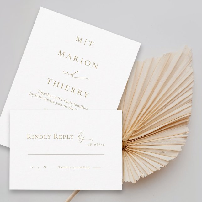 Invitación RSVP de boda blanca minimalista moderna (Subido por el creador)