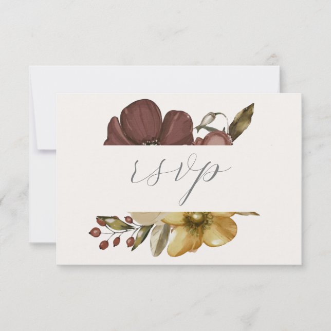 Invitación RSVP de boda boho neutral con acuarela (Anverso)