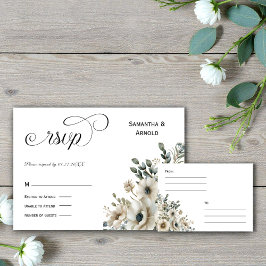Invitación RSVP de boda con flores de acuarela