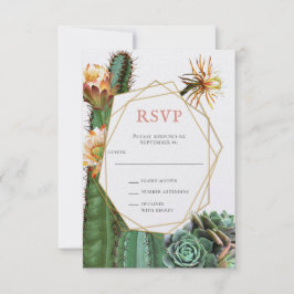 Invitación RSVP de boda con vegetación suculenta de cactus