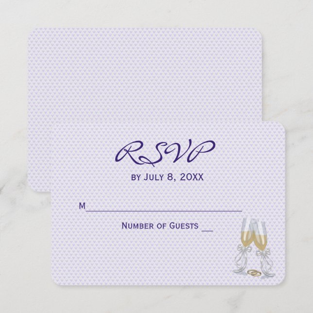 Invitación RSVP de boda Corazones Purpura (Anverso / Reverso)