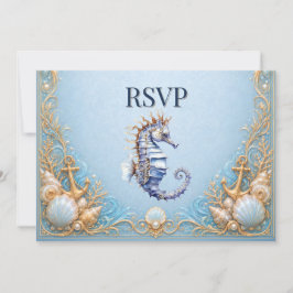 Invitación RSVP de boda de lujo en la playa con caballito de 