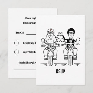 Invitación RSVP de boda de motocicleta para