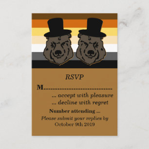 Invitación RSVP de boda de Orgullo de Oso para novios gays