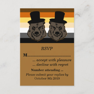 Invitación RSVP de boda de Orgullo de Oso para novios gays