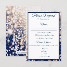 Invitación RSVP de boda de otoño - champán y azul marino