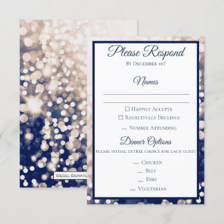 Invitación RSVP de boda de otoño - champán y azul marino