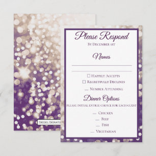 Invitación RSVP de boda de otoño - champán y ciruela