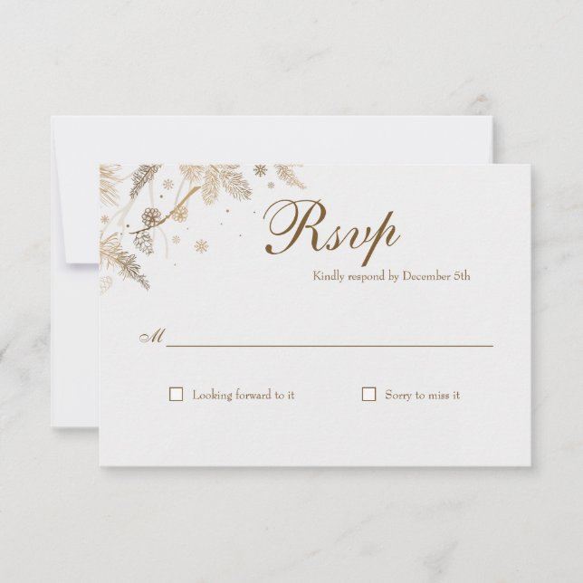 Invitación RSVP de boda de ramas de invierno (Anverso)