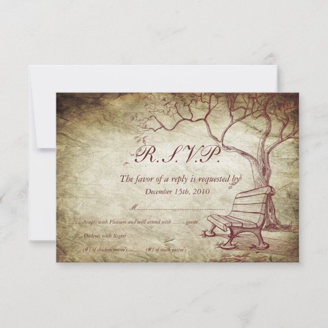 Invitación RSVP de boda del árbol de otoño (Anverso)