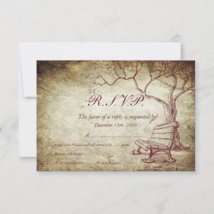 Invitación RSVP de boda del árbol de otoño