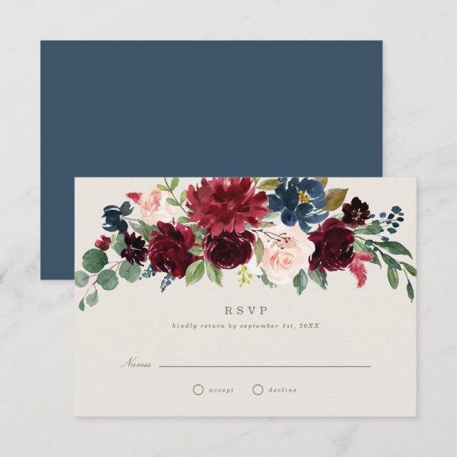 Invitación RSVP de boda Elegancia de otoño (Anverso / Reverso)