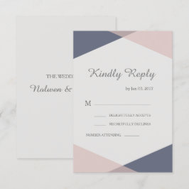 Invitación Rsvp de boda elegante geométrica rosa Rubor