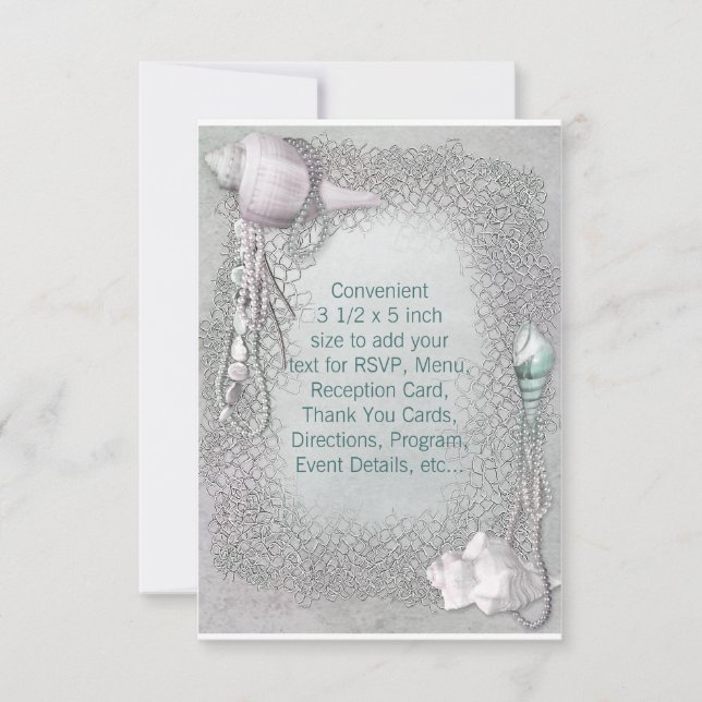 Invitación RSVP de boda en la playa con conchas marinas (Anverso)