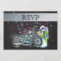 RSVP de boda en motocicleta con frasco de Mason
