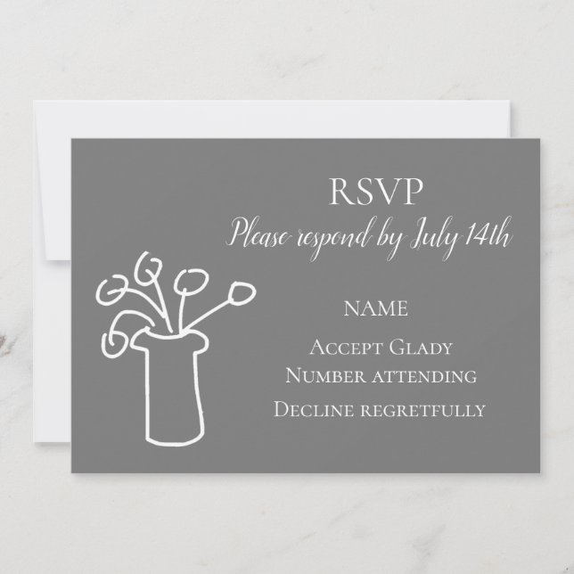 Invitación RSVP de boda flor simple moderna acuarela (Anverso)