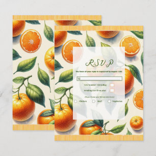 Invitación RSVP de Boda Hojas de Naranja con Acuarela