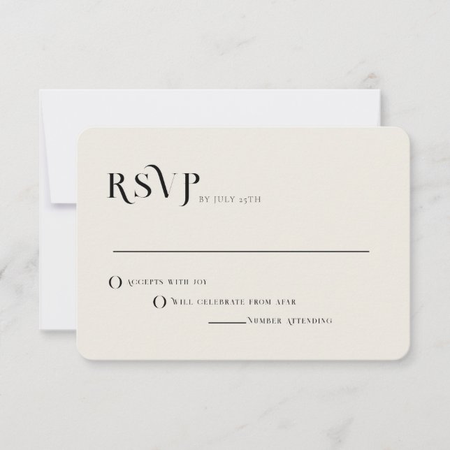 Invitación RSVP de boda Minimalista de ejemplo (Anverso)
