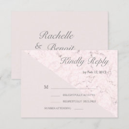 Invitación Rsvp de boda moderna de mármol gris rosa Rubor