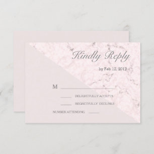 Invitación Rsvp de boda moderna de mármol gris rosa Rubor