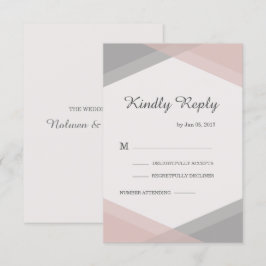 Invitación Rsvp de boda moderna y geométrica gris de Rubor
