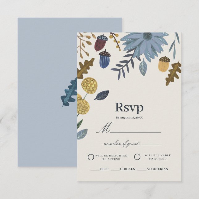 Invitación RSVP de boda otoñal rústica (Anverso / Reverso)