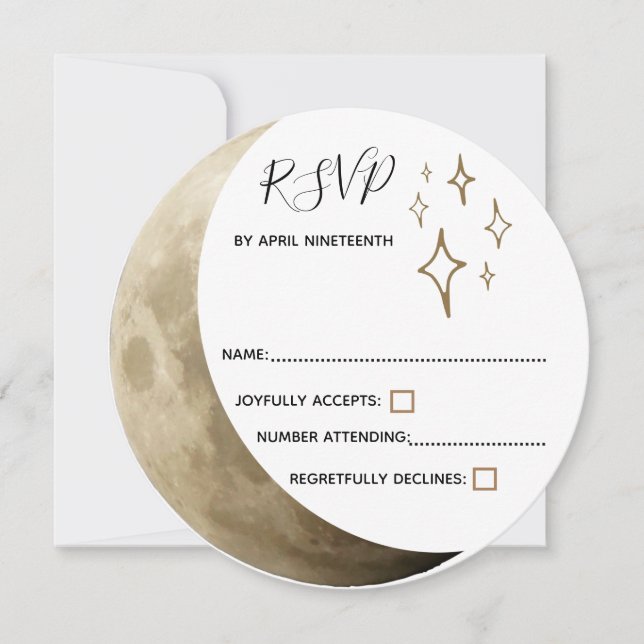 Invitación RSVP de Boda Ritual Wicca de Luna Creciente (Anverso)