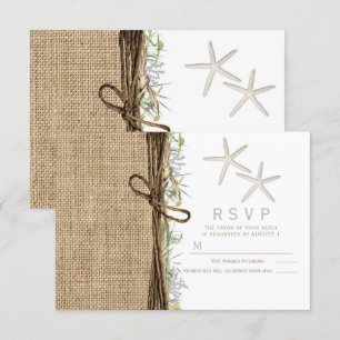 Invitación RSVP de Boda Rústica Costera de Playa con Estrella