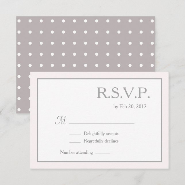 Invitación Rsvp de bodas blancas rosadas clásicas minimalista (Anverso / Reverso)