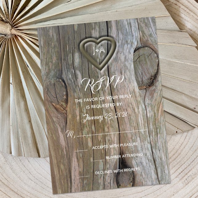 Invitación RSVP de Carne de Madera tallada (Subido por el creador)