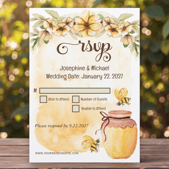 Invitación RSVP de celebración de una boda rusa de abejas (Subido por el creador)