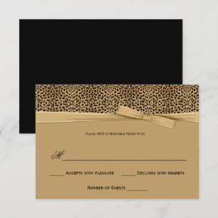 Invitación RSVP de cinta dorada Leopard Print
