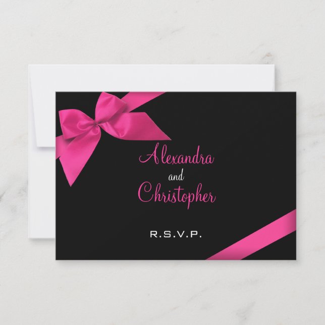 Invitación RSVP de cinta rosa (Anverso)