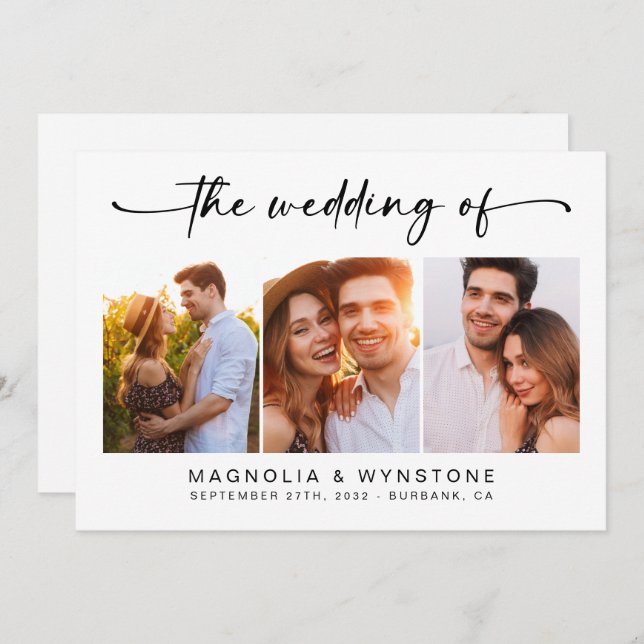 Invitación RSVP de código QR | Boda fotográfico moderno de tr (Anverso / Reverso)