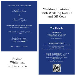 Invitación RSVP de código QR de Boda azul oscuro