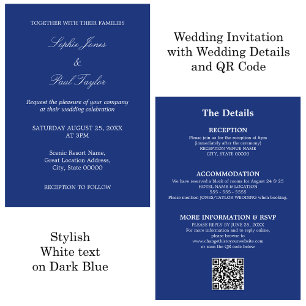 Invitación RSVP de código QR de Boda azul oscuro