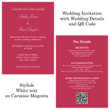 Invitación RSVP de código QR de Boda de magenta de