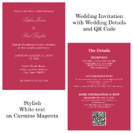 Invitación RSVP de código QR de Boda de magenta de