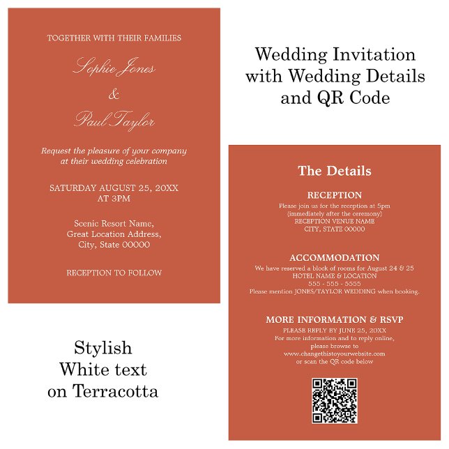 Invitación RSVP de código QR de Boda de Terracota (Subido por el creador)