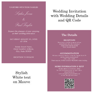 Invitación RSVP de código QR de Boda Mauve