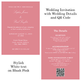 Invitación RSVP de código QR de Boda rosa de Rubor