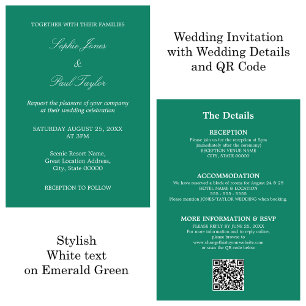 Invitación RSVP de código QR de Boda verde esmeral