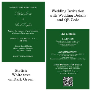 Invitación RSVP de código QR de Boda verde oscuro