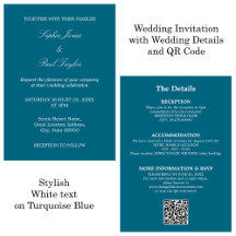Invitación RSVP de código QR del Boda azul turques