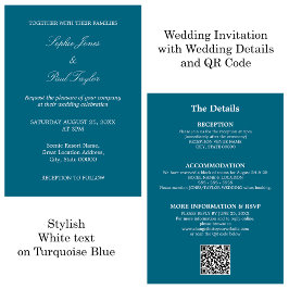 Invitación RSVP de código QR del Boda azul turques