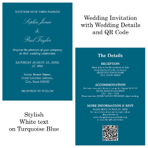 Invitación RSVP de código QR del Boda azul turques