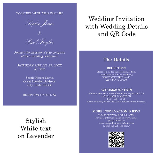Invitación RSVP de código QR del Boda de Lavanda (Subido por el creador)