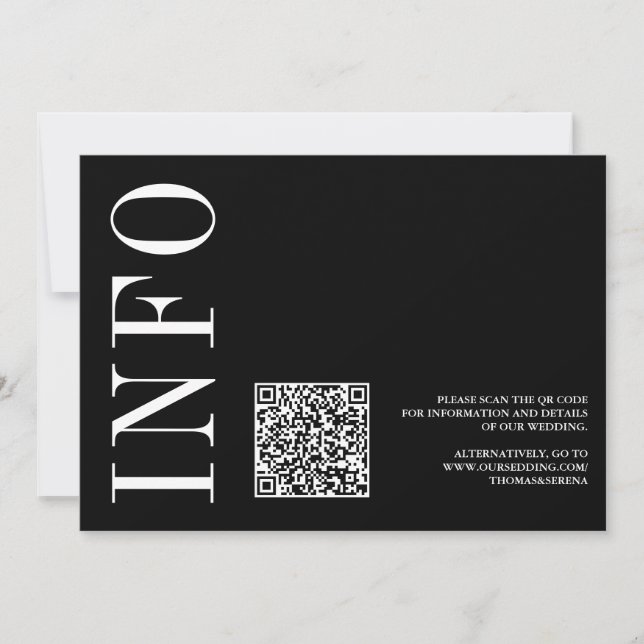 Invitación RSVP de código QR monocromo negrita en blanco y ne (Anverso)