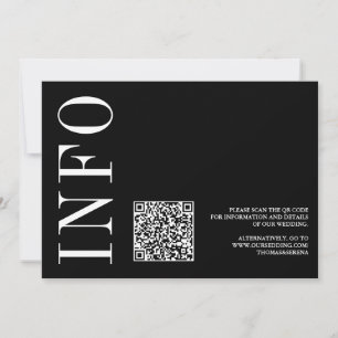 Invitación RSVP de código QR monocromo negrita en blanco y ne