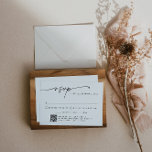 Invitación RSVP de código QR simple y Minimalista moderno<br><div class="desc">Se trata de una tarjeta de inserción RSVP moderna, minimalista y sencilla, con un tipo de letra serif y caligrafía de swooping. Esta elegante invitación a la boda viene con una parte trasera opcional donde puede mostrar su propia foto especial. Edite toda la redacción excepto la de "rsvp" en esta...</div>